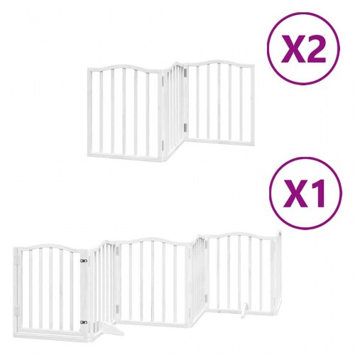 Hundelåge med dør 12 paneler 600 cm foldbar poppeltræ - hvid
