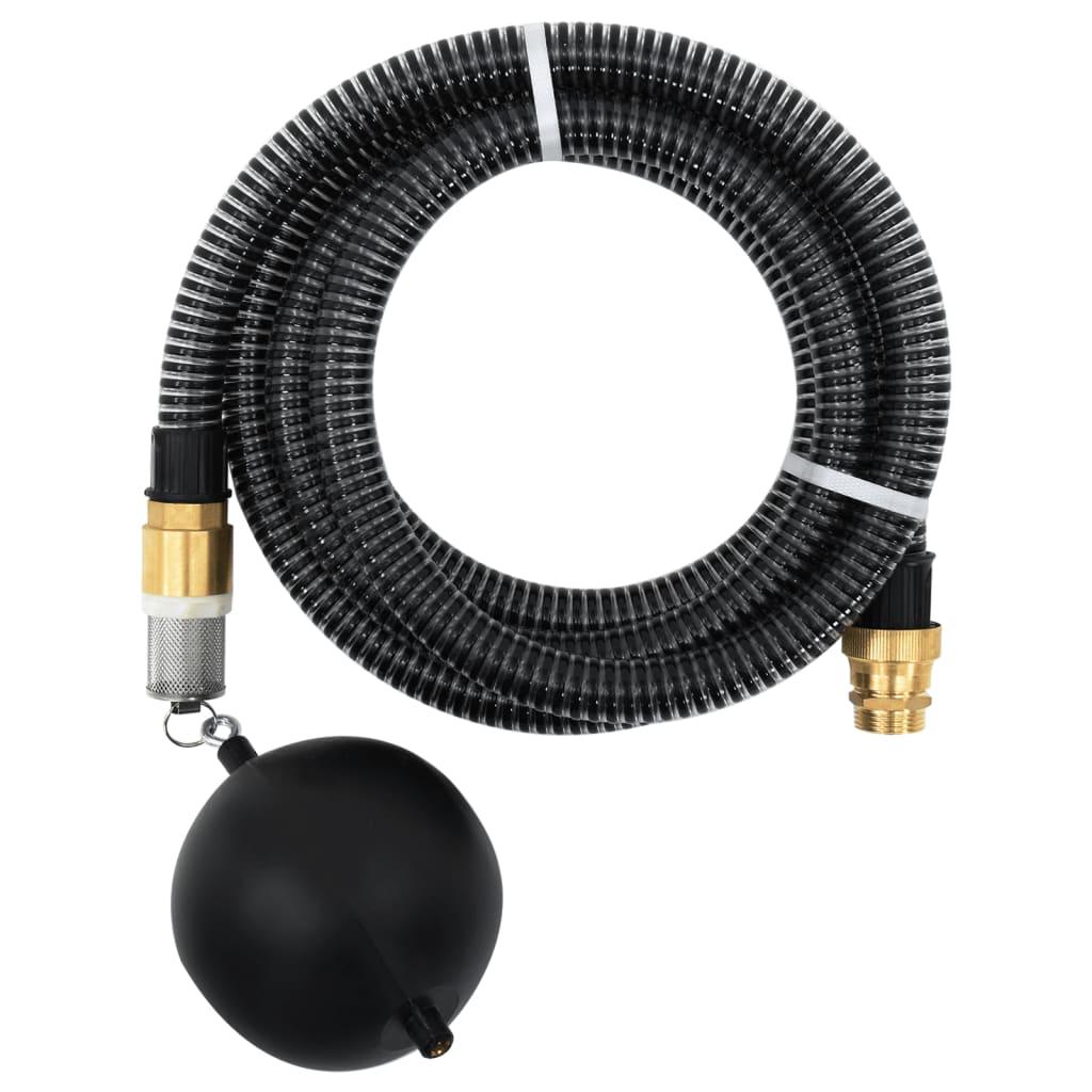 Sugeslange 1,1" 3 m i PVC - med messingkoblinger, fodventil og flyder - sort