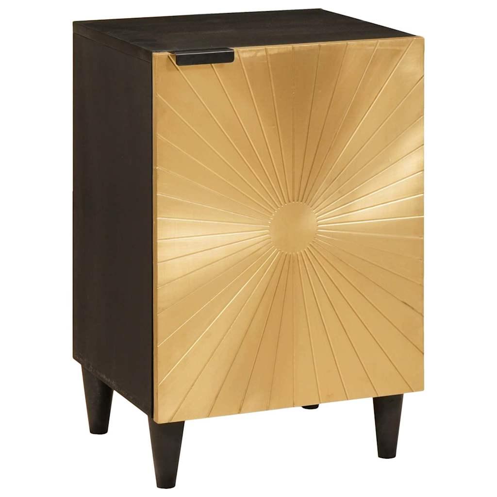 Badeværelsesskab Sort og Guld 38 x 33 x 58 cm Massivt mangotræ billede