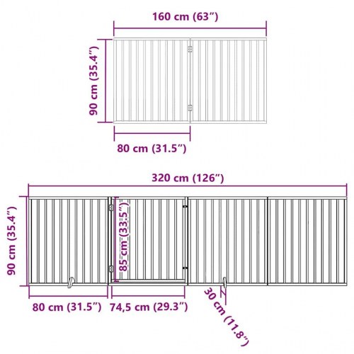 Hundelåge med dør 12 paneler 960 cm - brun
