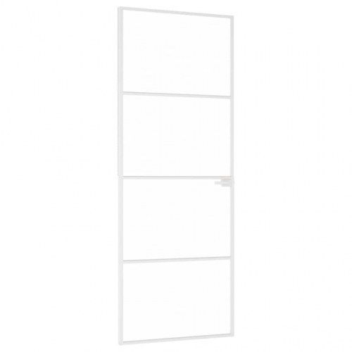 Indvendig glasdør 76 × 201,5 cm - hærdet glas og hvid aluminium