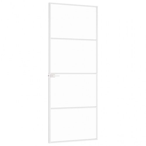 Indvendig glasdør 76 × 201,5 cm - hærdet glas og hvid aluminium