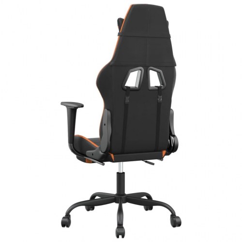 Gamingstol med massage og fodstøtte i kunstlæder - sort/orange