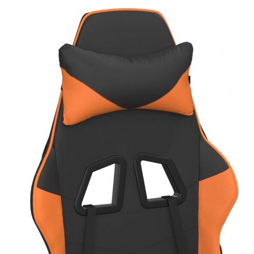 Gamingstol med massage og fodstøtte i kunstlæder - sort/orange