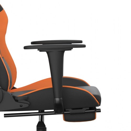Gamingstol med massage og fodstøtte i kunstlæder - sort/orange