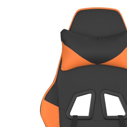 Gamingstol med massage og fodstøtte i kunstlæder - sort/orange