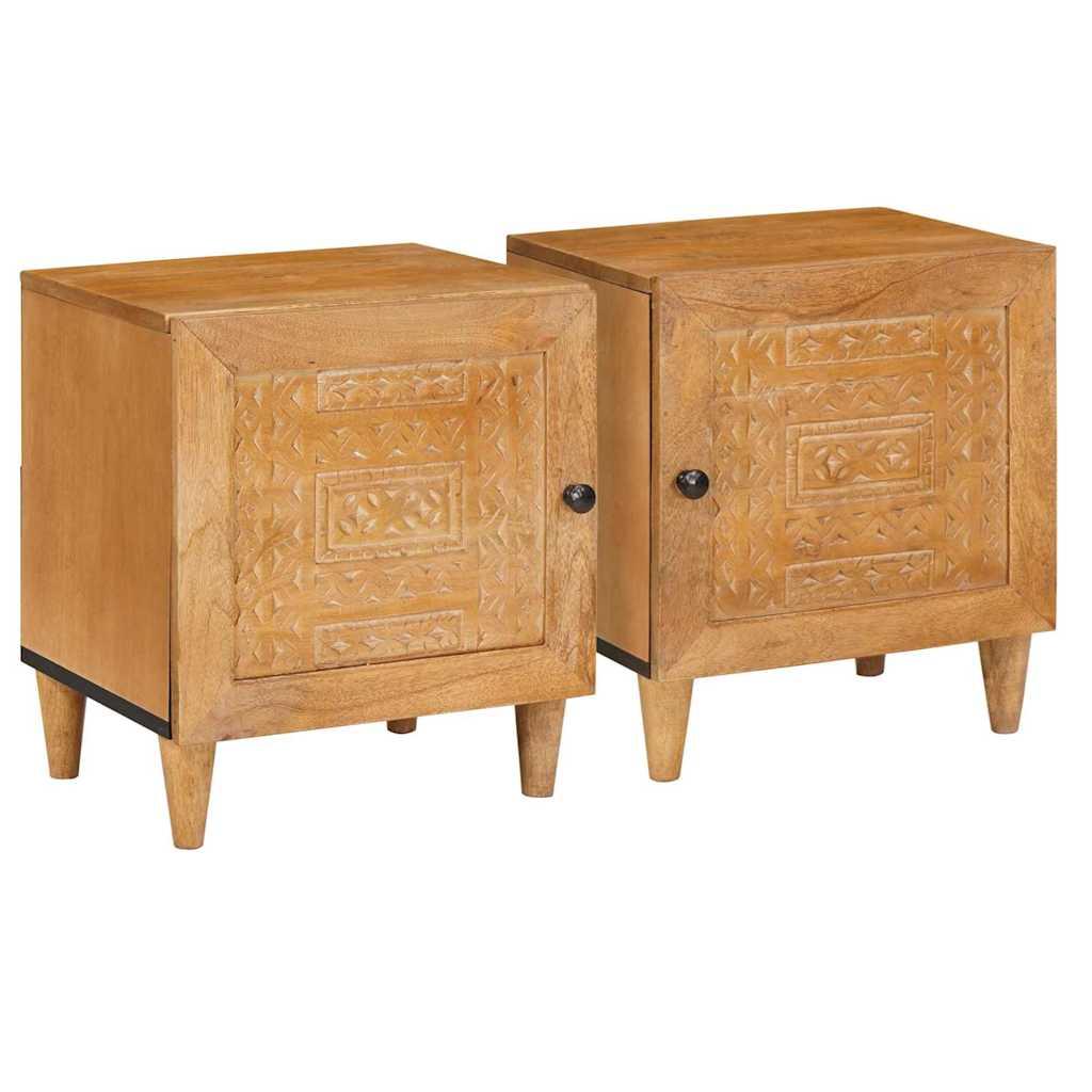 Sengebord 2 stk Lysebrun 40 x 33 x 46 cm Massivt mangotræ