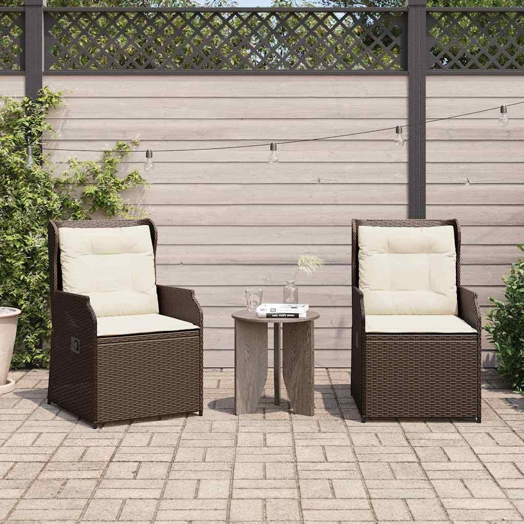 Havebænk med pude 2 stk Brun Poly rattan
