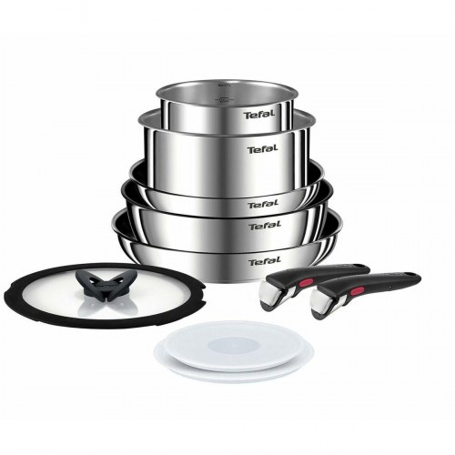 Grydesæt Tefal L897SA74 - 10 dele, rustfrit stål, sort/rød