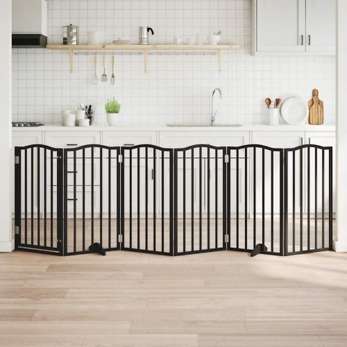 Hundelåge med dør 6 paneler 300 cm - sort