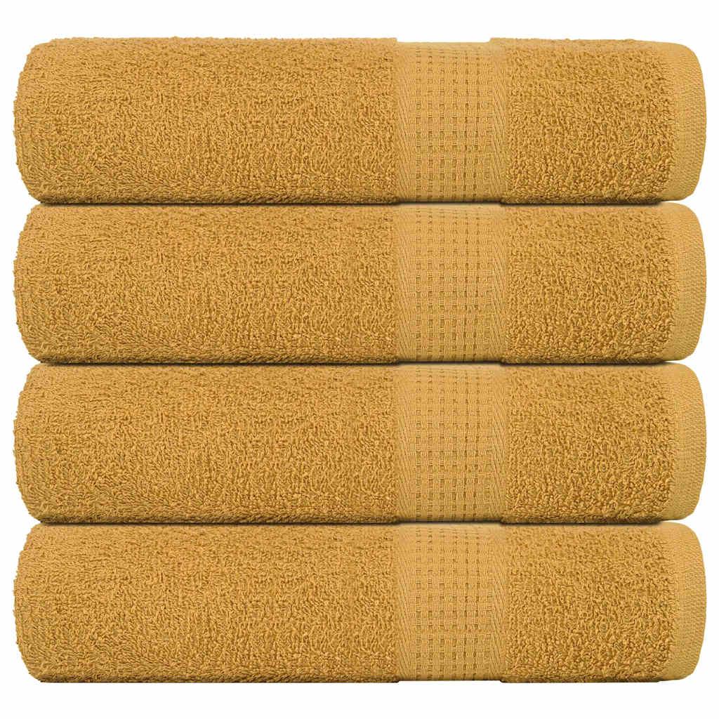 Håndklæder 4 stk. 50x100 cm 360 g/m2 100 % bomuld guldfarvet