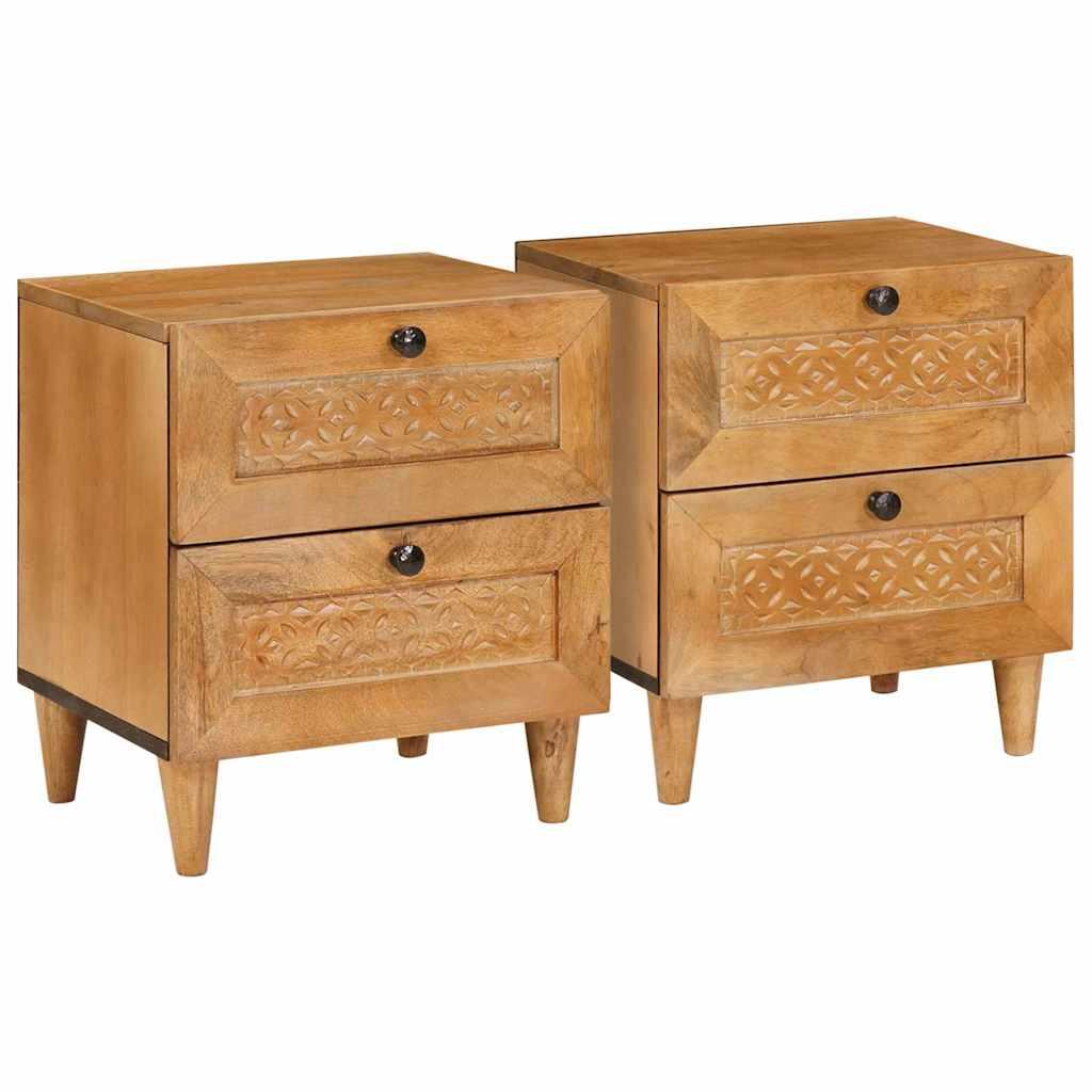 Sengebord 2 stk Lysebrun 40 x 33 x 46 cm Massivt mangotræ