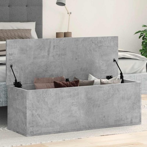 Opbevaringsboks i konstrueret træ 102×35×35 cm - betongrå