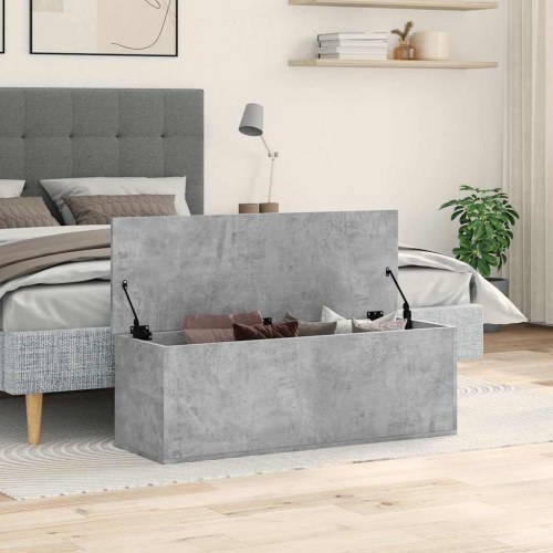 Opbevaringsboks i konstrueret træ 102×35×35 cm - betongrå