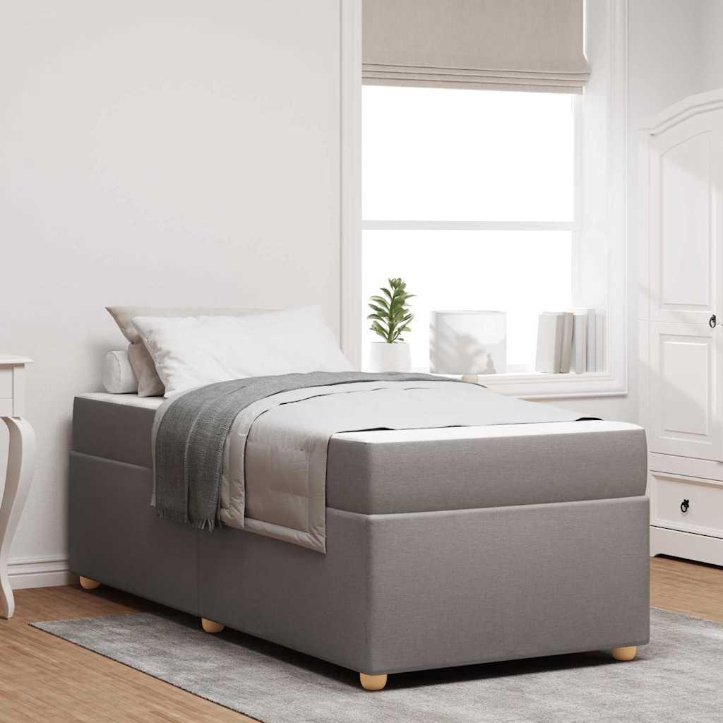 Sengestel med madras Gråbrun 100 x 200 cm Stof