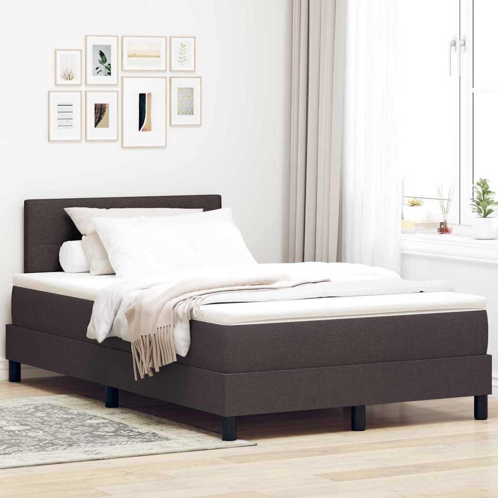 Box spring seng med madras med LED Mørk Brun 120 x 200 cm Stof