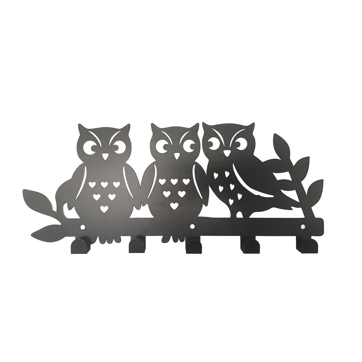 Knagerække væg - Versa uglefamilie, sort metal, 2 × 17 × 39 cm