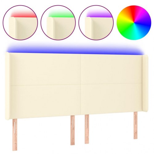 Sengegavl med LED-lys 163 x 16 x 118/128 cm - cremefarvet