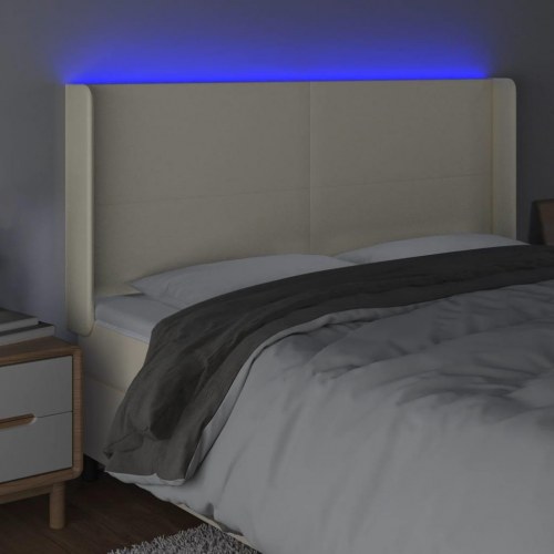 Sengegavl med LED-lys 163 x 16 x 118/128 cm - cremefarvet