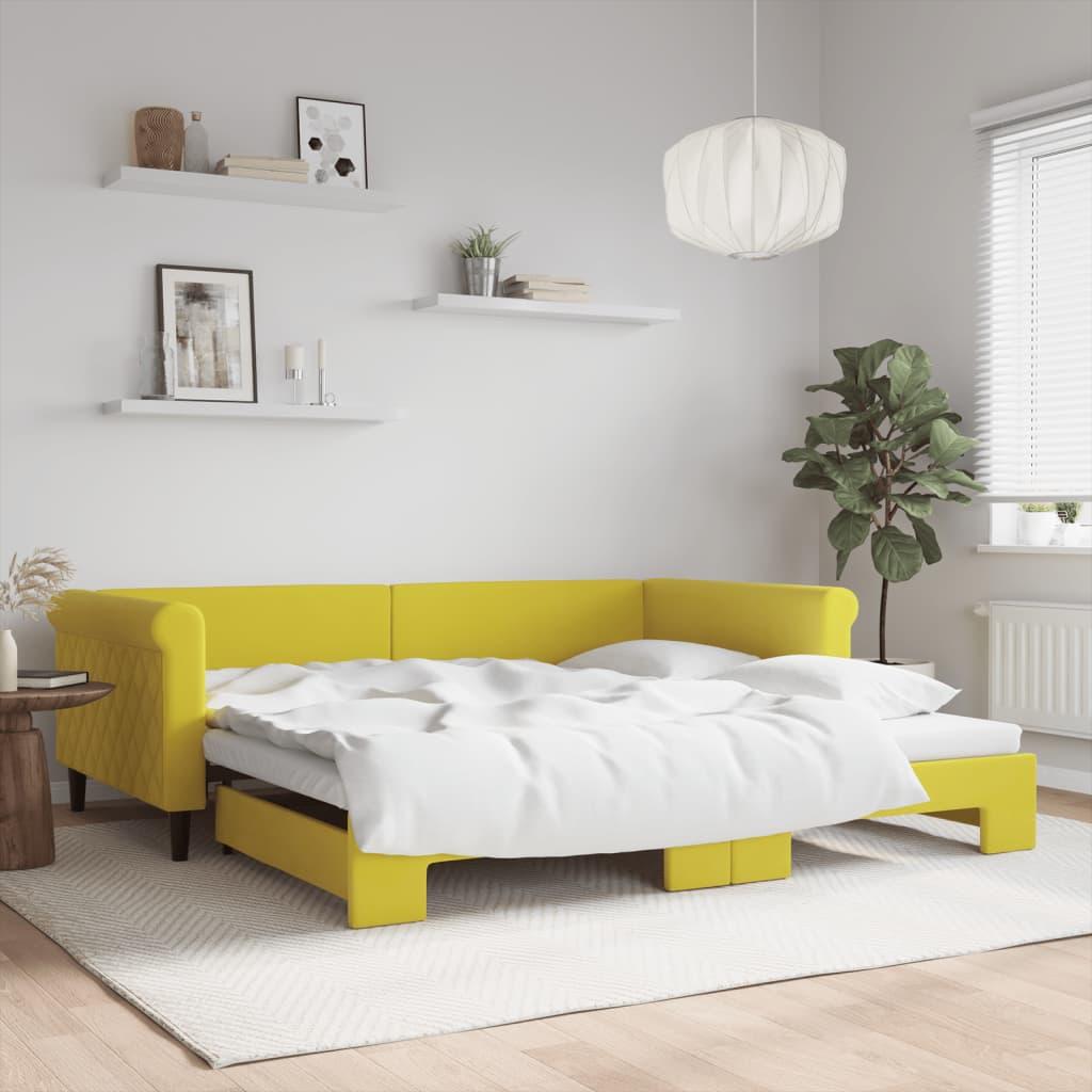 Daybed med udtræk 100x200 cm velour gul