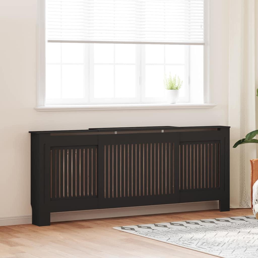 Radiatorcover 2 stk Sort 205x20,5x81,5cm Konstrueret træ
