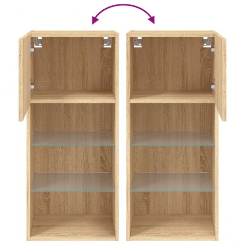 Tv-borde med LED-lys - 2 stk., 40,5×30×90 cm, sonoma-eg