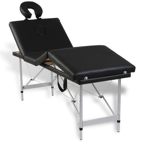 Massagebord foldbart 4 zoner aluminiumsstel sort