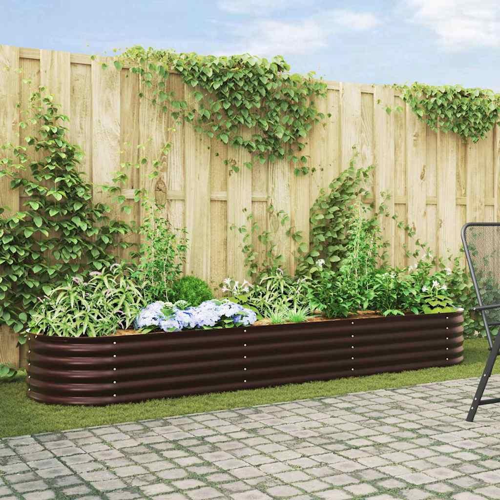Forhøjet Plantekasse Galvaniseret Stål Farvet - Brun / 320 x 80 x 44 cm