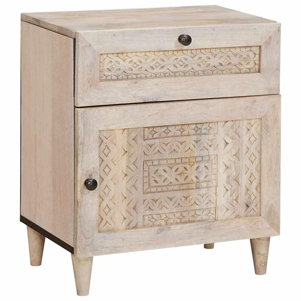 Sengebord med skuffe Beige 50 x 33 x 60 cm Massivt mangotræ