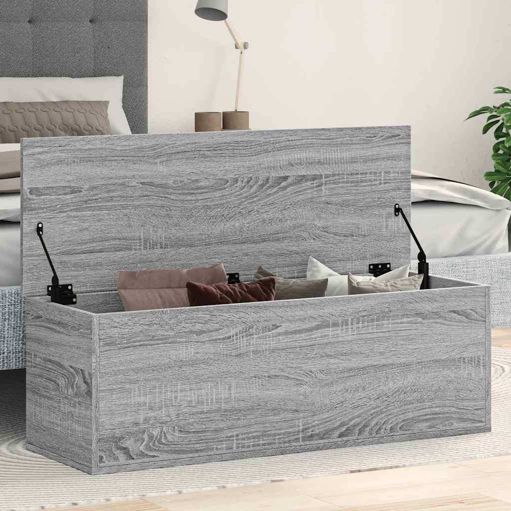 Opbevaringsboks 102x35x35 cm konstrueret træ grå sonoma-eg