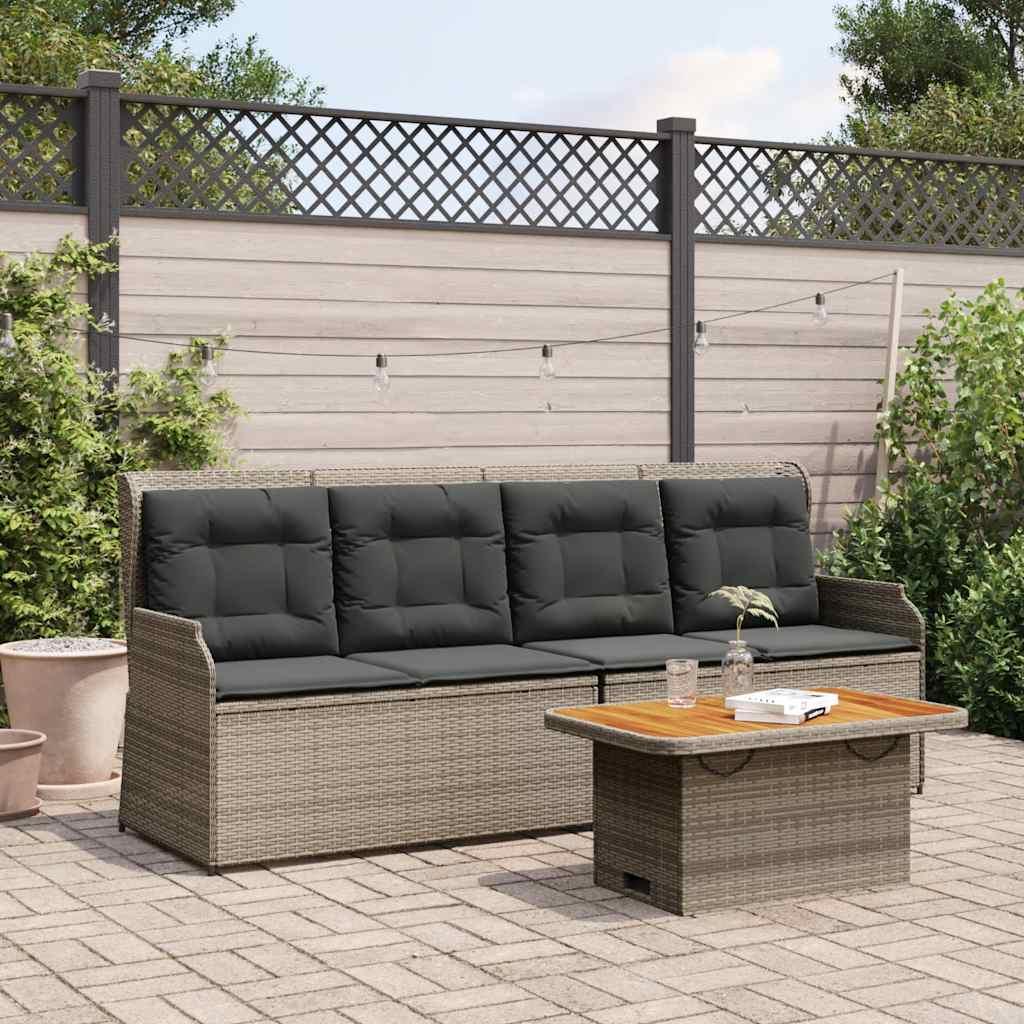 Loungesæt til haven 3 dele med hynder polyrattan grå