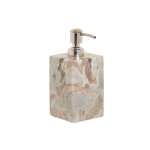 Sæbedispenser marmor - , hvid/brun, moderne 7,5 x 7,5 x 18 cm
