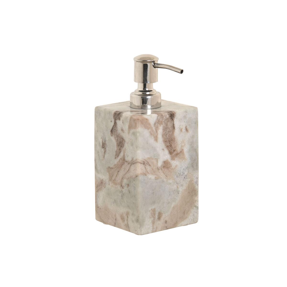 Sæbedispenser marmor - , hvid/brun, moderne 7,5 x 7,5 x 18 cm