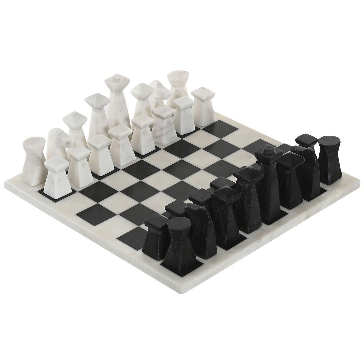 Skakspil i marmor - , hvid/sort, 33 cm