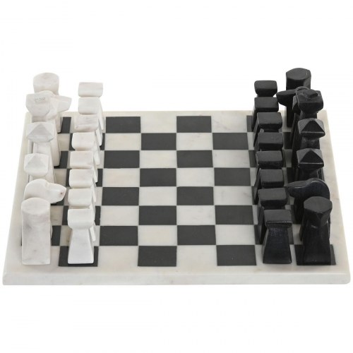 Skakspil i marmor - , hvid/sort, 33 cm