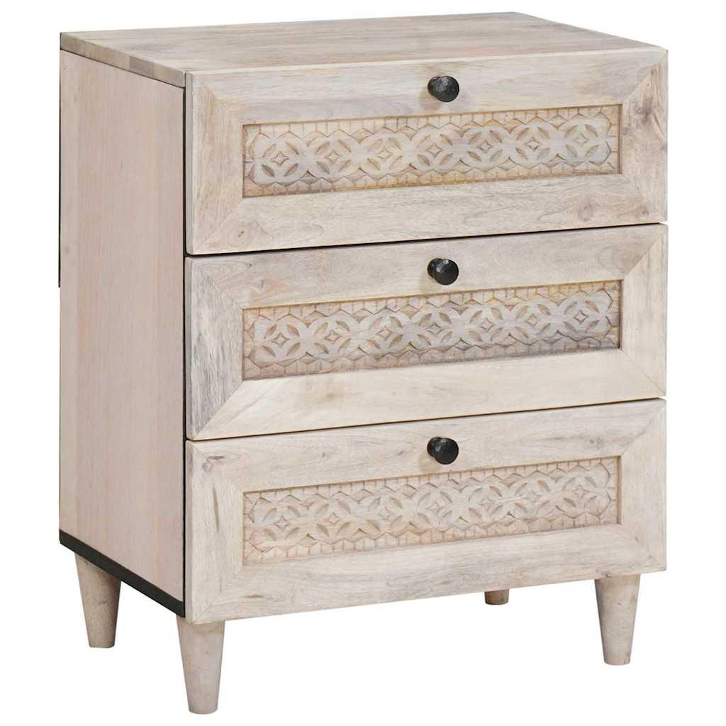 Sengebord med skuffe Beige 50 x 33 x 60 cm Massivt mangotræ