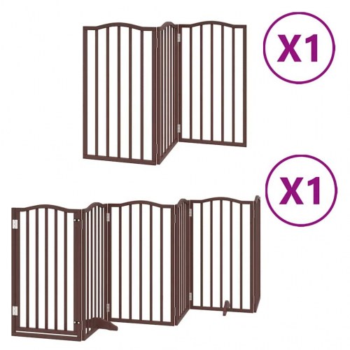 Hundelåge med dør 9 paneler 450 cm - brun