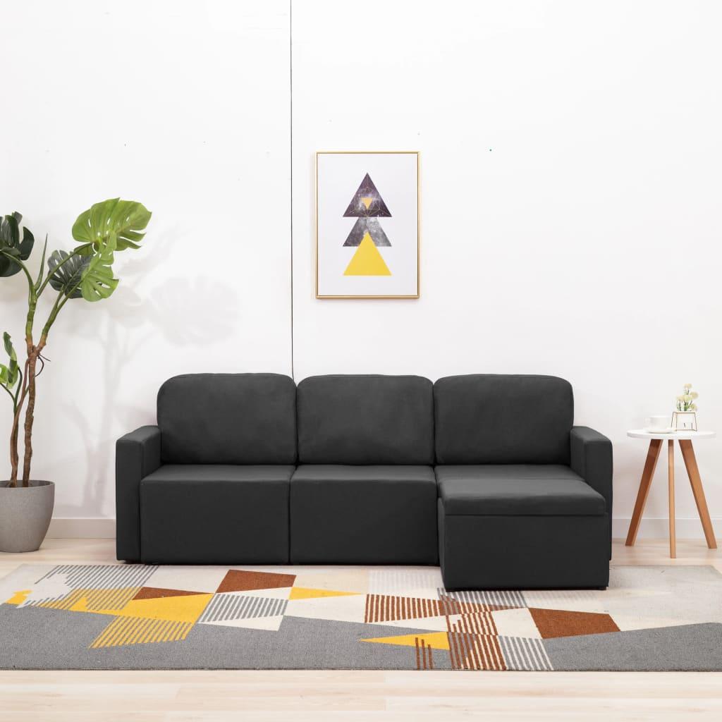 3-personers sovesofa modulær stof mørkegrå