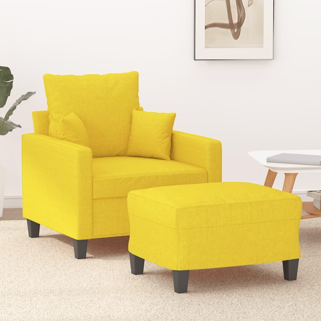 Sofastol med fodskammel 60 cm stof Lysegul