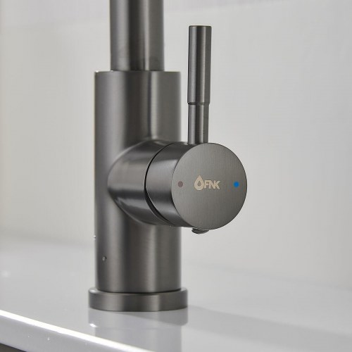 Køkkenarmatur med udtræk - Fontastock, grå rustfrit stål, C-formet