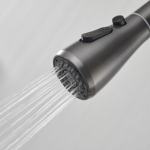 Køkkenarmatur med udtræk - Fontastock, grå rustfrit stål, C-formet