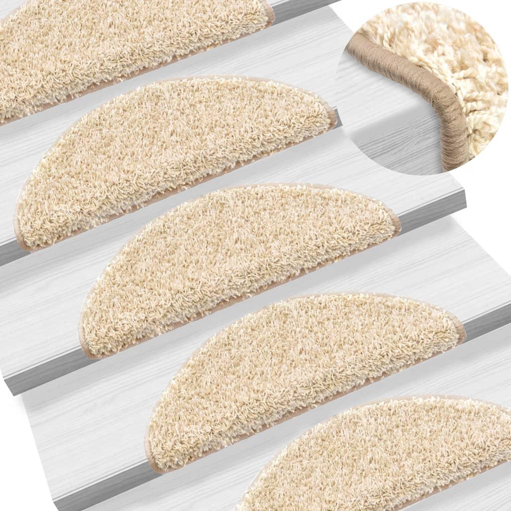 Trappemåtter 10 stk. 56x17x3 cm cremefarvede halvrund