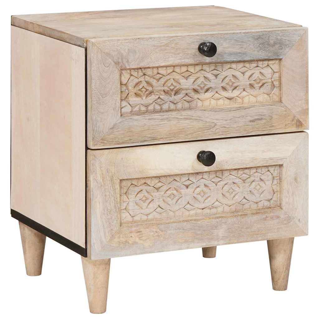Sengebord med skuffe Beige 40 x 33 x 46 cm Massivt mangotræ