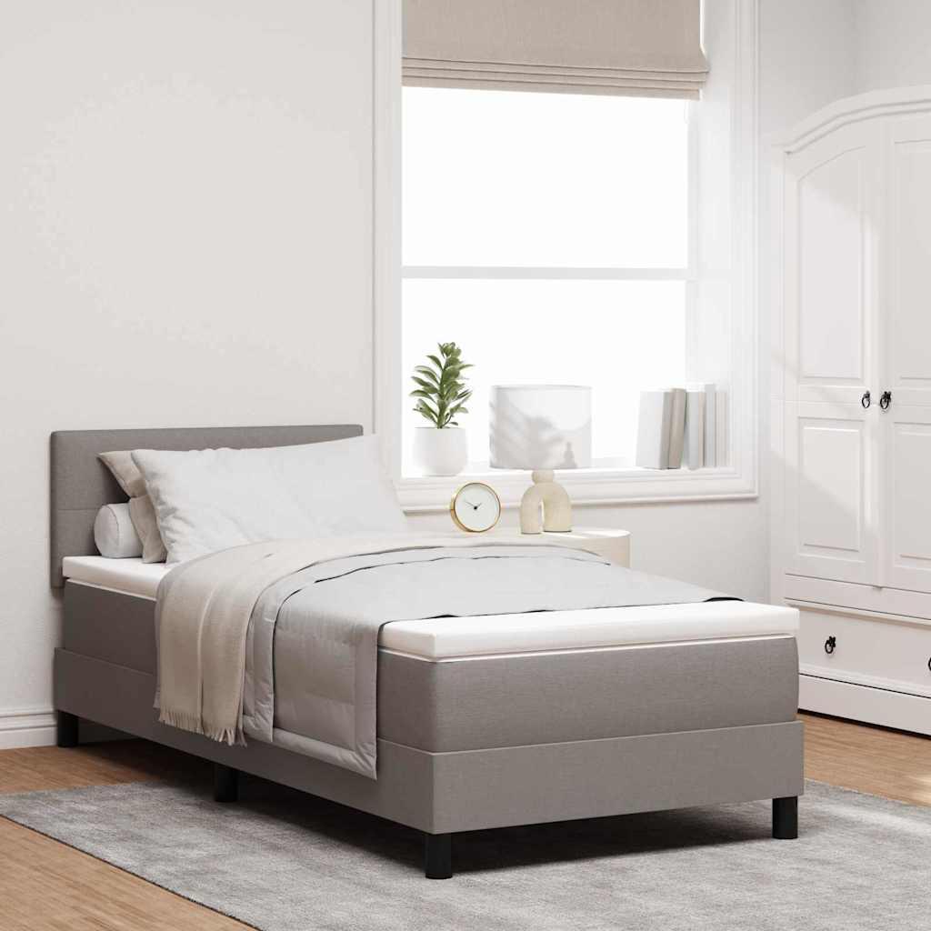 vidaXL Box spring seng med LED-lysstrimler Gråbrun 90 x 190 cm Stof