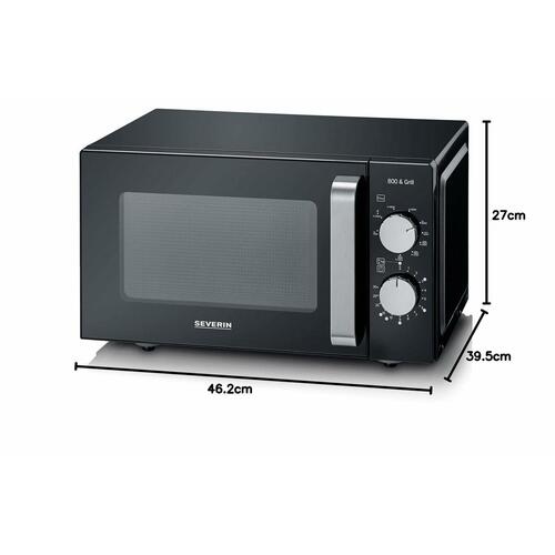Mikrobølgeovn Severin 7762 20 L med grill - sort, 1000 W