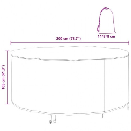Overtræk til havemøbler Sort 200 x 200 x 105 cm 420D stof