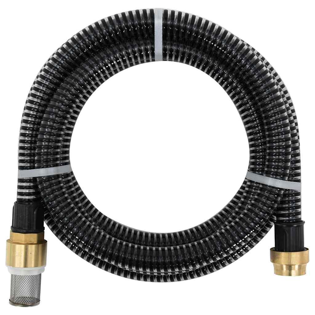 Sugeslange med messingkoblinger 1,1" 7 m PVC sort