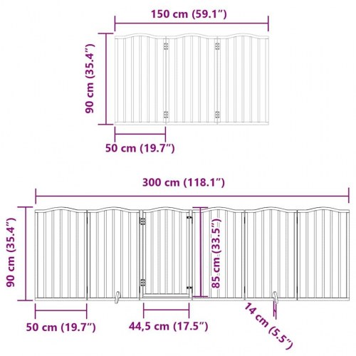 Hundelåge med dør 12 paneler i poppeltræ - 600 cm