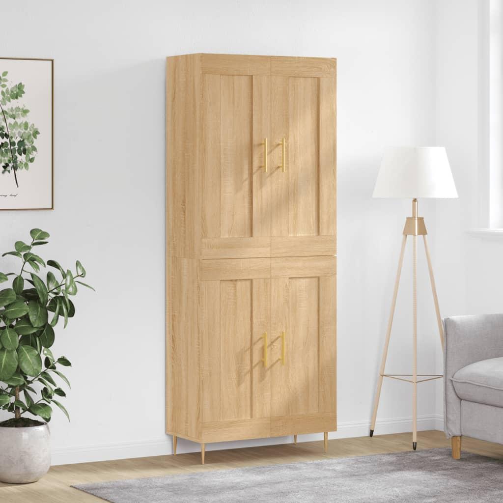 Højskab 69,5x34x180 Cm Konstrueret Træ - Sonoma-eg / 2 trælåger