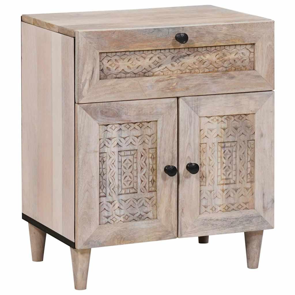 Sengebord med skuffe Beige 50 x 33 x 60 cm Massivt mangotræ